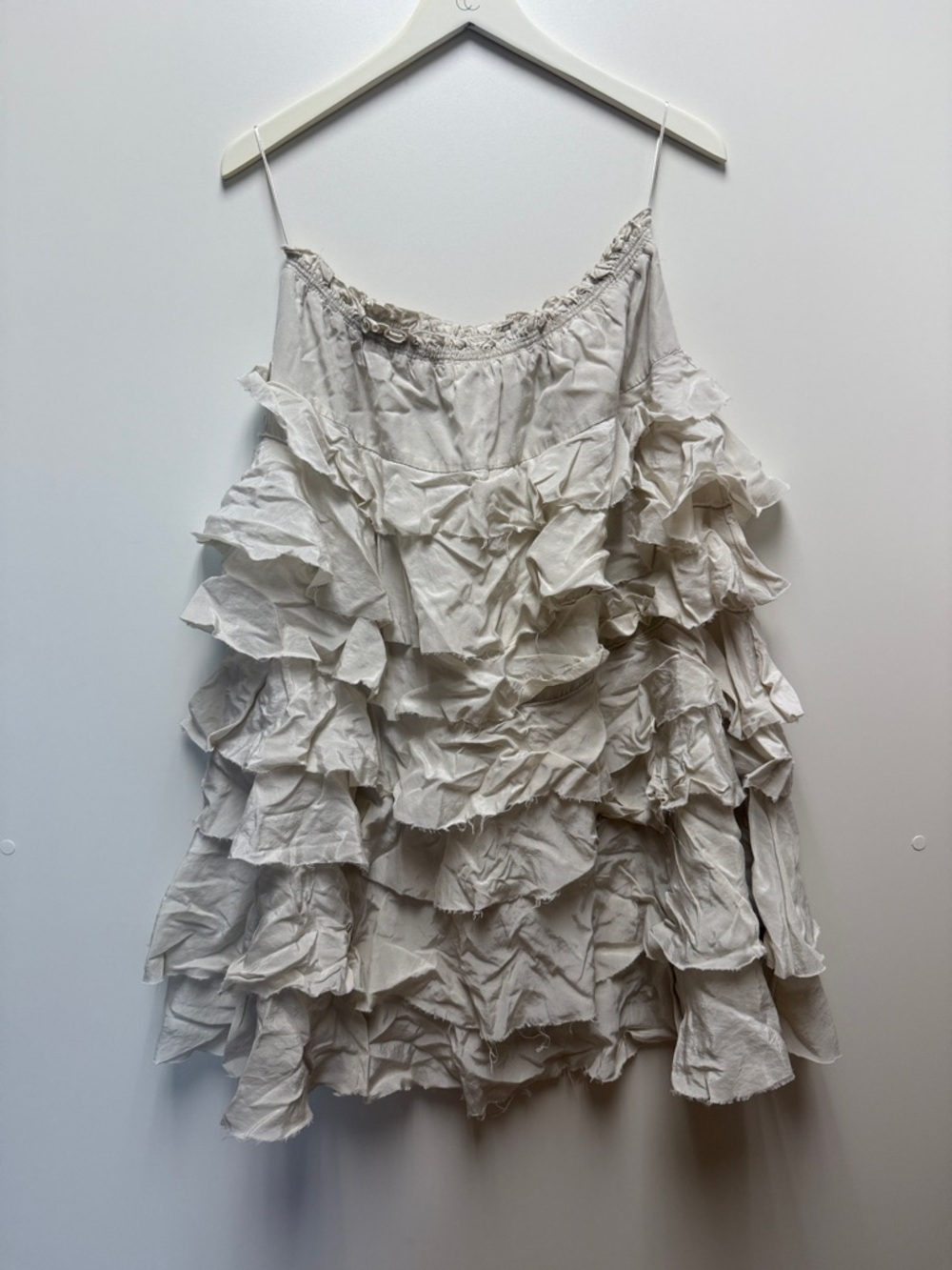 Zara Cream Elastic Ruffle Waist Skirt